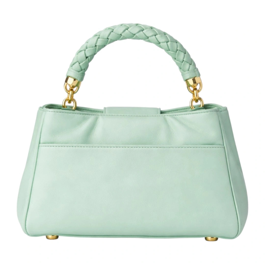 Velzir Elegant Mint Green Braided Handle Women Handbag