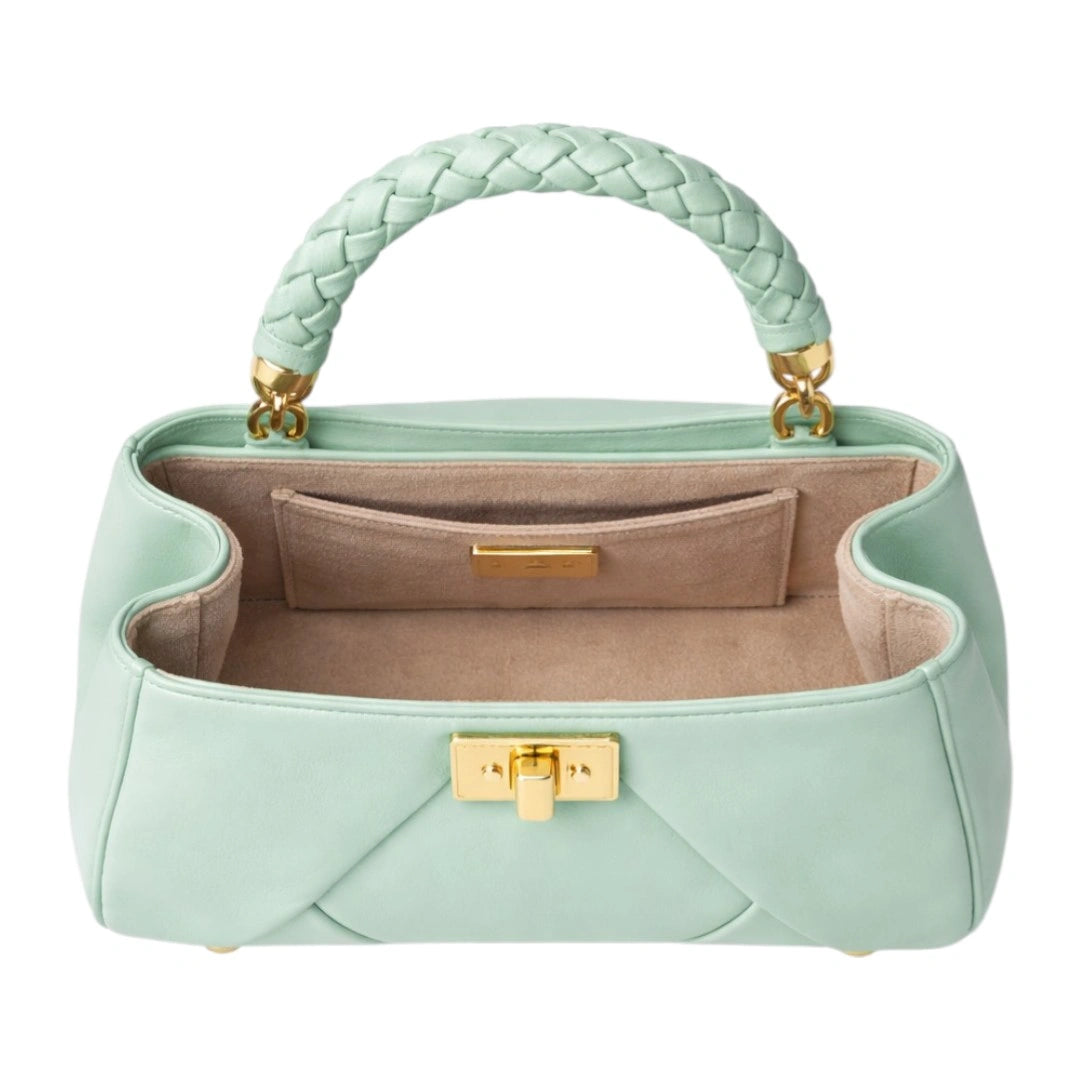Velzir Elegant Mint Green Braided Handle Women Handbag