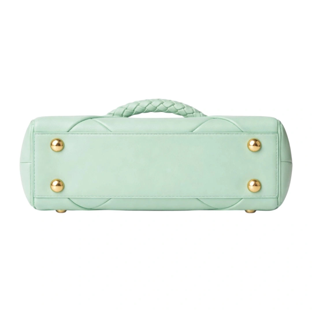 Velzir Elegant Mint Green Braided Handle Women Handbag