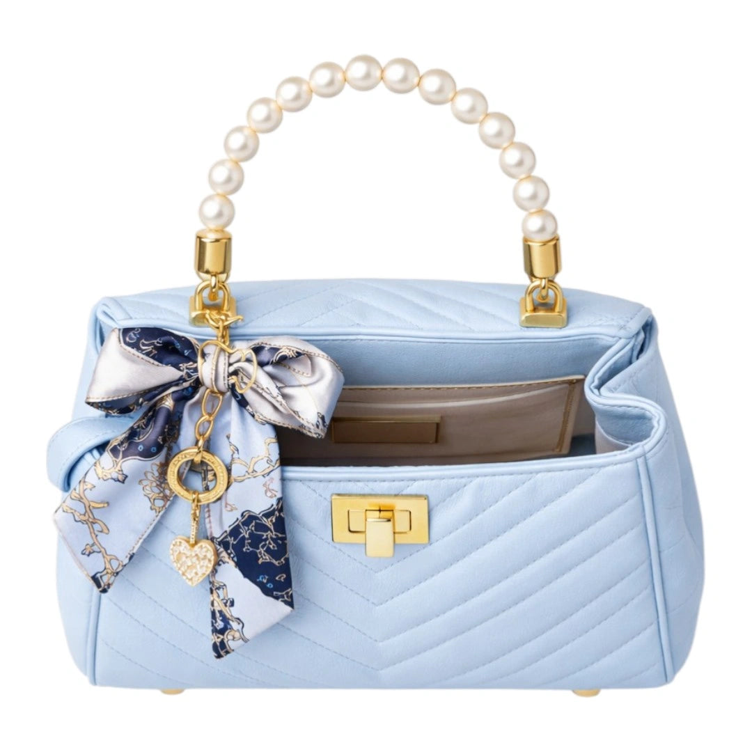 Velzir Elegant Pearl Handle Quilted Handbag